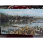 Средна картина масло на платно Испания, стара - 3795